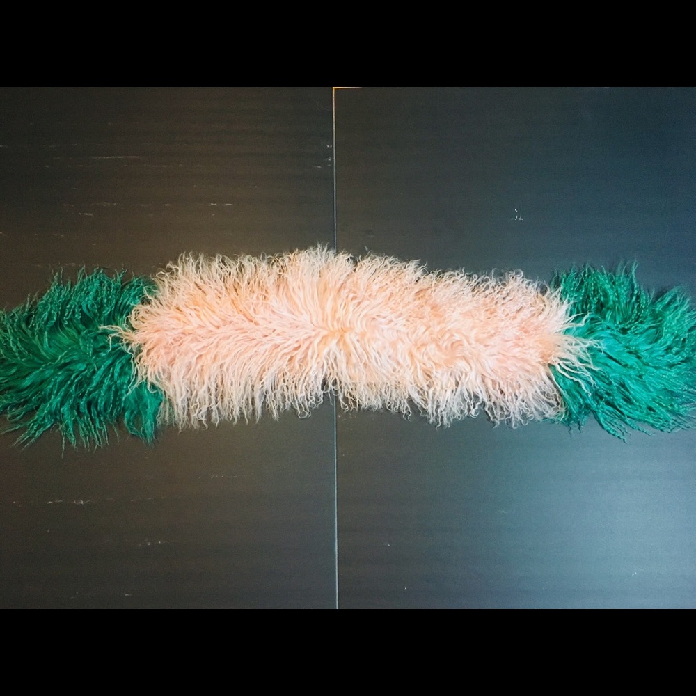 Multicolored Pink & Green Mongolian Fur Collar